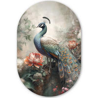 WANDBILD Pfau - Pfauenfedern - Vogel - Dschungel - Blumen 40x60 cm - Smaragdgrün, Kunststoff (40/60cm) - MuchoWow