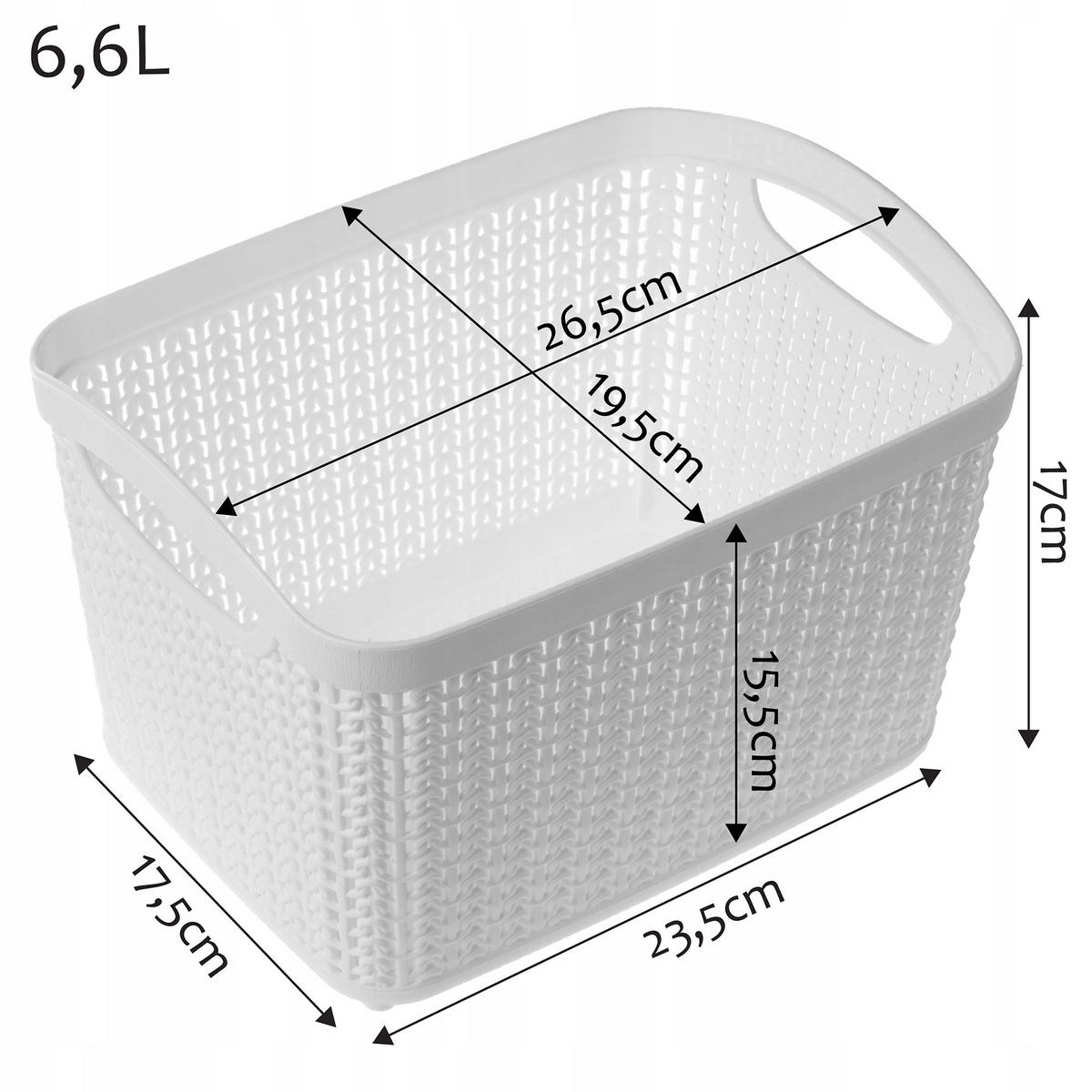 PLASTIKKORB 6.6L, weiß, 2 Stk. - Weiß, Kunststoff (18/24cm) - KADAX