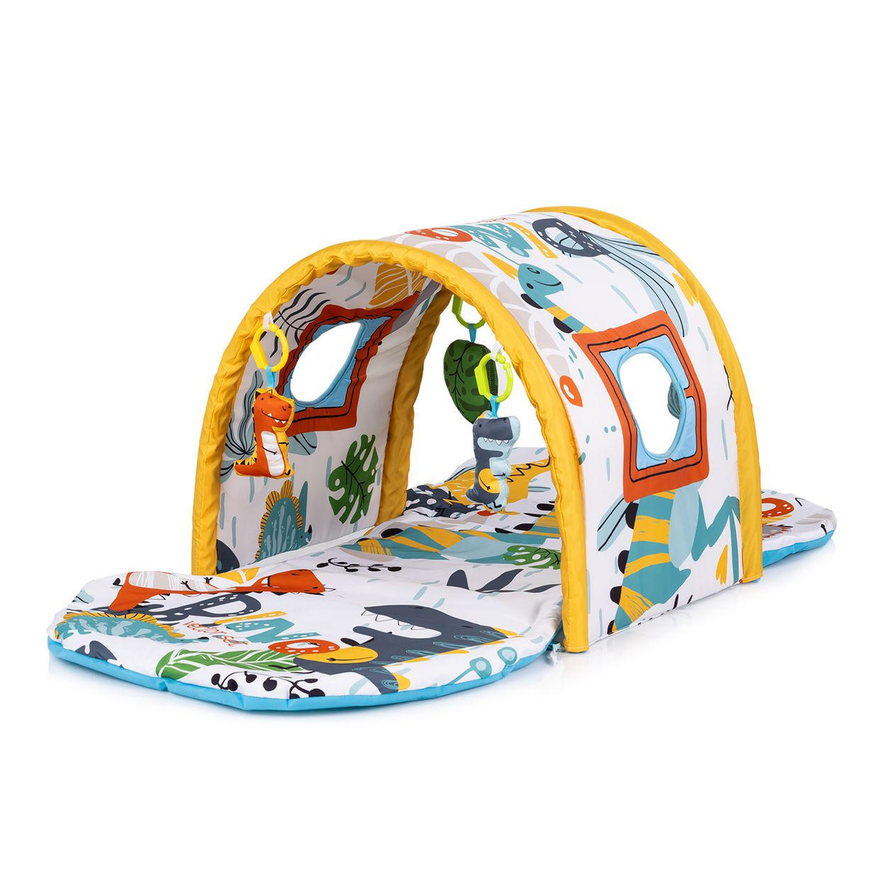 SPIELBOGEN Tunnel Haus gelb Krabbeldecke, Stofftiere, Spiegel, Tunnel, ab Geburt, 100% Polyester - Blau, Textil (50/48/134cm) - Chipolino
