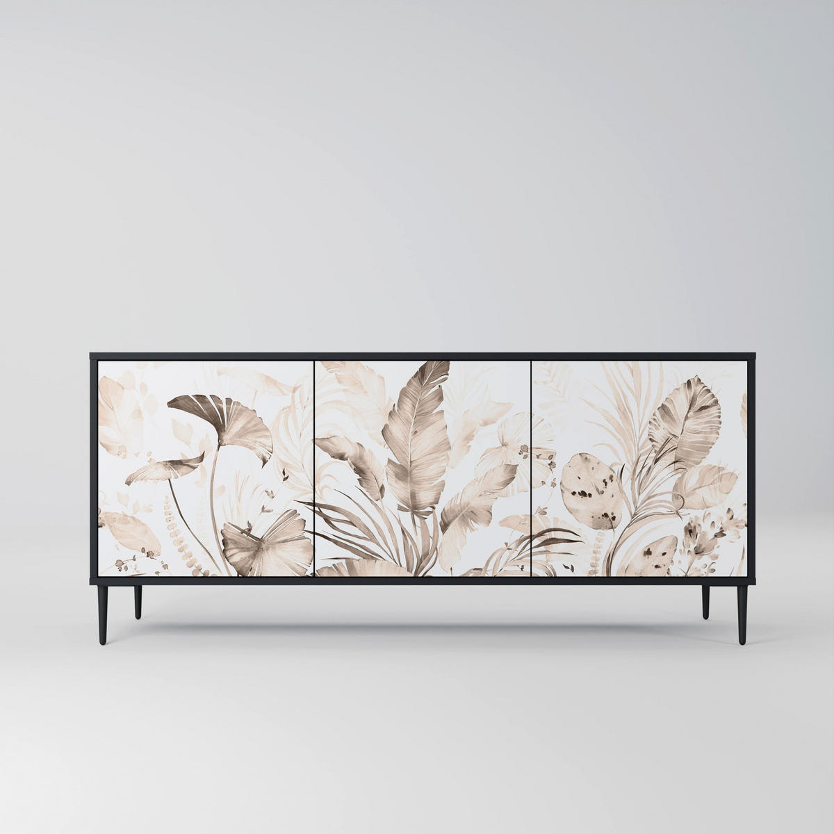 SIDEBOARD WILD TENDERNESS, Eicheneffekt, 164,5x42x77,5 cm, 3 Türen - Eichefarben/Buchefarben, Holzwerkstoff/Buchenholz (164.5/77.5/42cm) - SpaceRebels