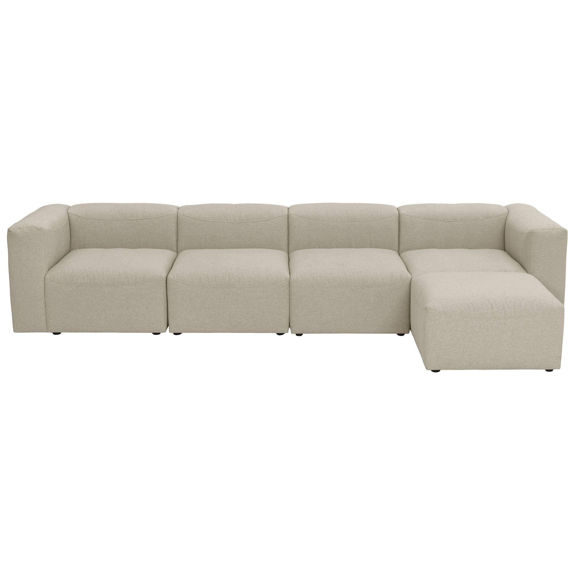 ECKSOFA 4-Sitzer mit Hocker rechts Kattrina Flachgewebe creme - Creme, Kunststoff (175/350cm) - 58aufmkessel