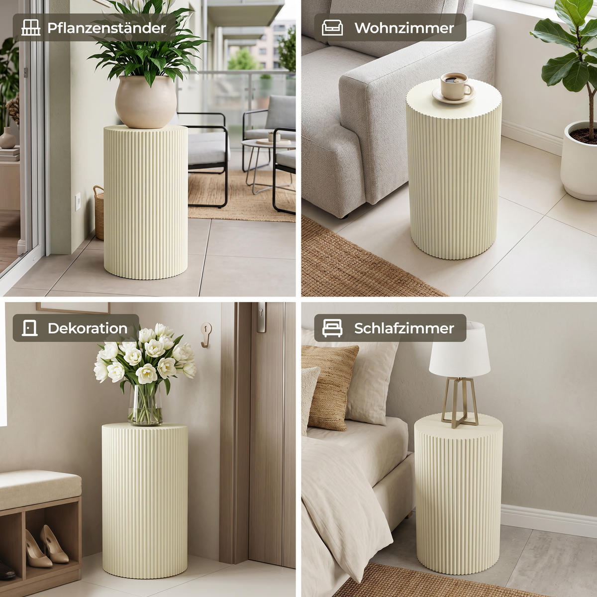BEISTELLTISCH Rund Beige, MDF | B30 x T30 x H50 cm - Beige, Holzwerkstoff (30/30/50cm) - Hometopia