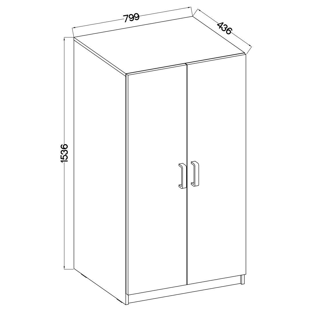 Thumbnail - Masseno Drehtürenschrank, Eiche Artisan, Holzwerkstoff, 6 Fächer, Rechteckig, 79.9x153.6x42 cm, Schlafzimmer, Kleidersch...