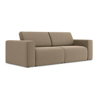 3-SITZER SOFA Samt Stoff Beige - Beige/Schwarz, Kunststoff/Textil (224/80/103cm) - Makamii