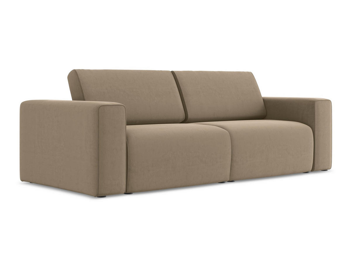 3-SITZER SOFA Samt Stoff Beige - Beige/Schwarz, Kunststoff/Textil (224/80/103cm) - Makamii