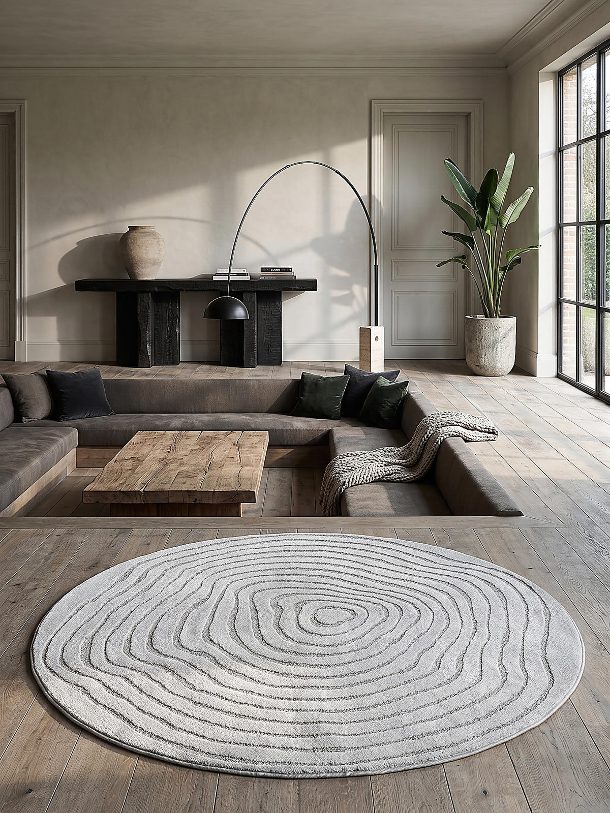 KURZFLORTEPPICH Streifen CETINA Polypropylen - Grau, Textil (200/200cm) - KADIMA DESIGN