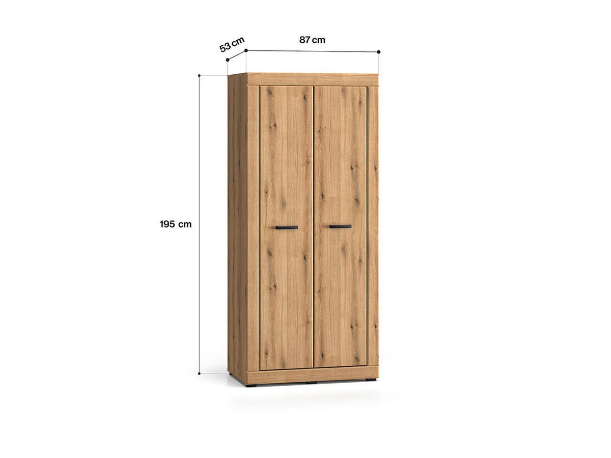 KLEIDERSCHRANK – DORA 01 – 87 cm – Dora – Eichefarben - Eichefarben, Holzwerkstoff (87/195/53cm) - hi-markt