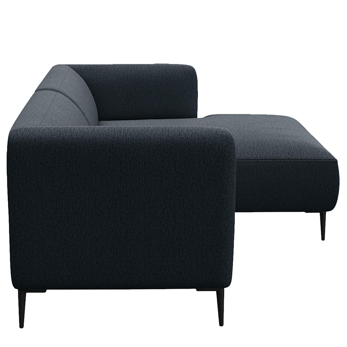 1,5-SITZER ECKSOFA mit Longchair - Schwarz/Grau, Textil/Metall (211/148cm) - home24