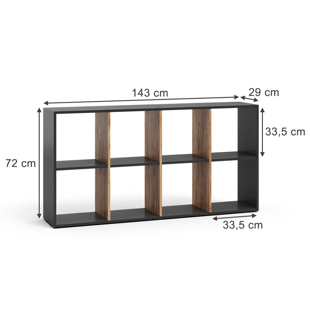 RAUMTEILER Scutum Anthrazit/Goldkraft Eiche 143 x 72 cm - Honigeiche/Anthrazit, Holzwerkstoff (143/72/29cm) - Vicco