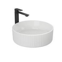 WASCHBECKEN Rund Keramik mit vertikalen Oberflächenrillen Weiß Ø36 / 11,5 cm - Weiß, Keramik (36/11.5/36cm) - EMKE