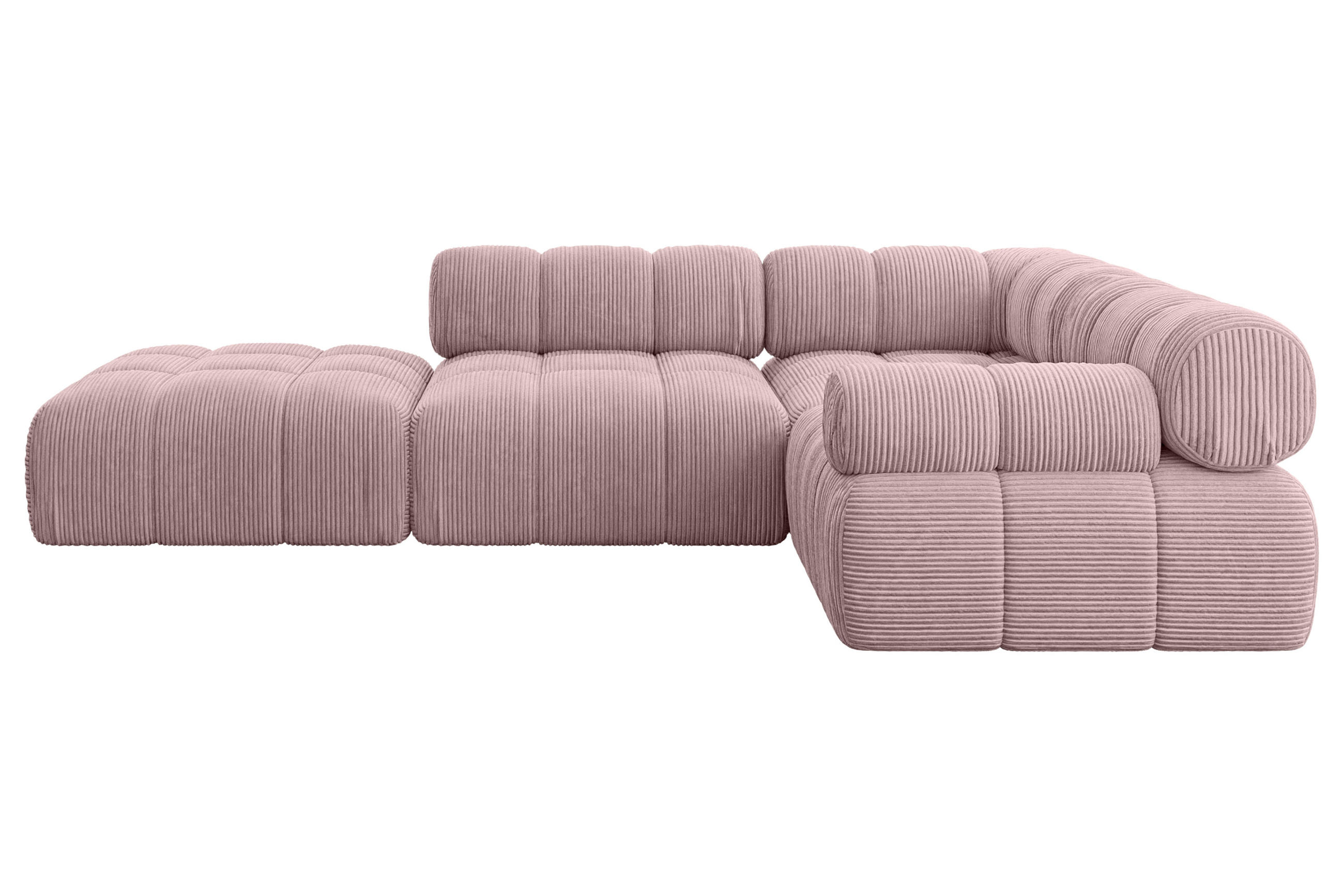 ECKSOFA modulares Sofa Felto-L1 - 285x190x70 cm Rosa Cord - Rosa, Holzwerkstoff/Textil (285/190cm) - ALTDECOR