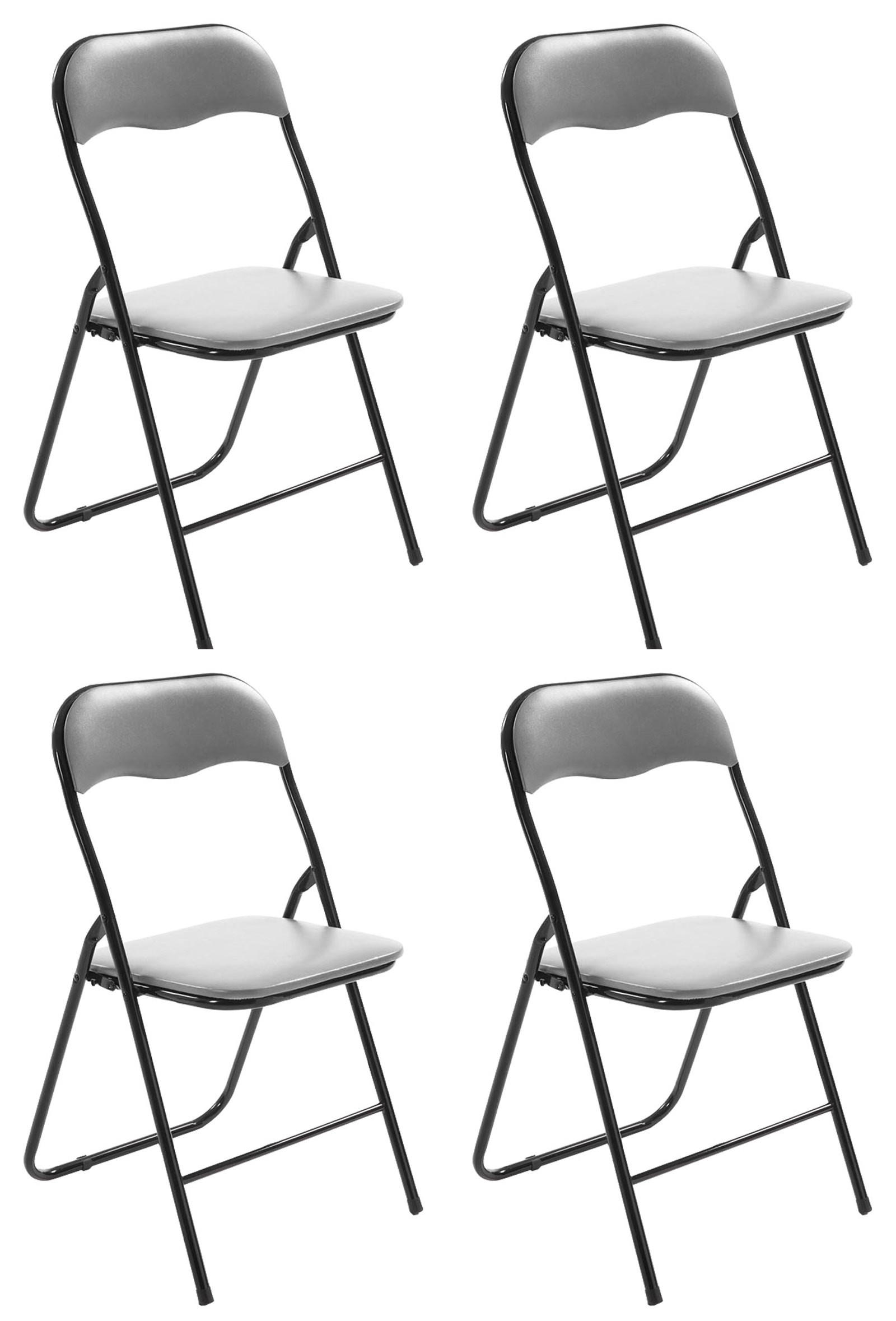 BESUCHERSTUHL 4er Set Lederlook grau/schwarz - Schwarz/Grau, Textil/Metall (45/78/45cm) - CLP