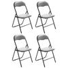 BESUCHERSTUHL 4er Set Lederlook grau/schwarz - Schwarz/Grau, Textil/Metall (45/78/45cm) - CLP