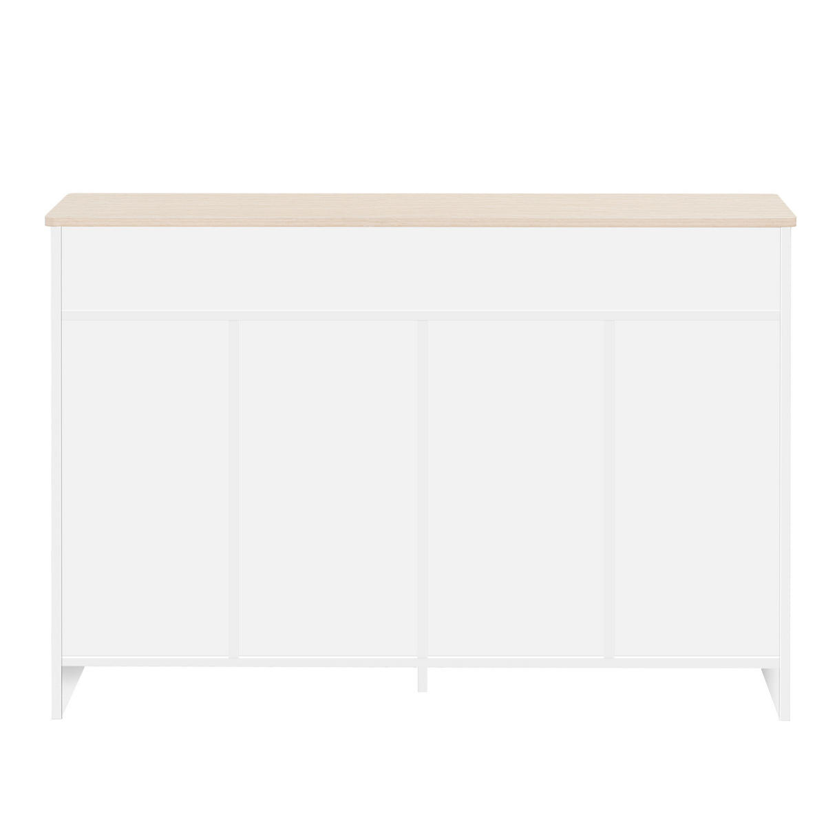 SIDEBOARD 120/37/80 cm mit 4 Türen, 2 Schubladen & Glaseinsatz im Landhausstil - Weiß, Holzwerkstoff (120/80/37cm) - BEAOK