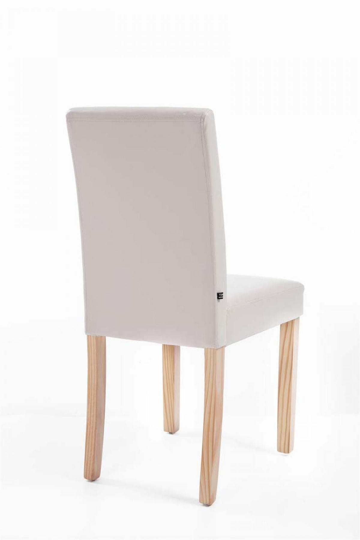 STUHL Lederlook creme - Eukalyptusholzfarben/Creme, Holz/Textil (41/91/47cm) - CLP