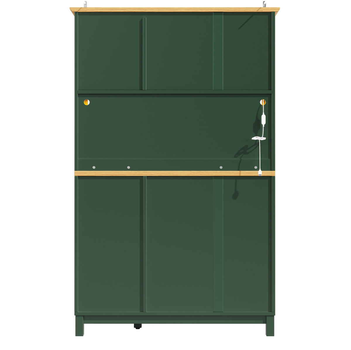 BUFFETOVÁ skrinka 105,5/40/180 cm zelená s LED osvetlením a veľkým úložným priestorom z MDF - zelená, kompozitné drevo (105.5/180/40cm) - OKWISH