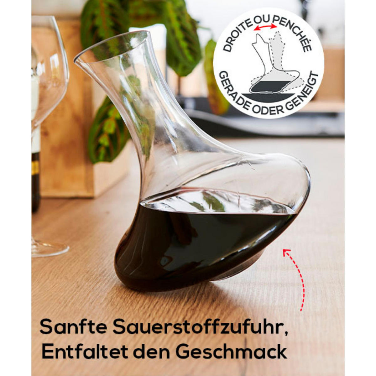 GESCHENKSET Wine Service Dekanter mit Korkenzieher und Reinigungskugeln - Transparent, Glas (19/24/19cm) - PEUGEOT
