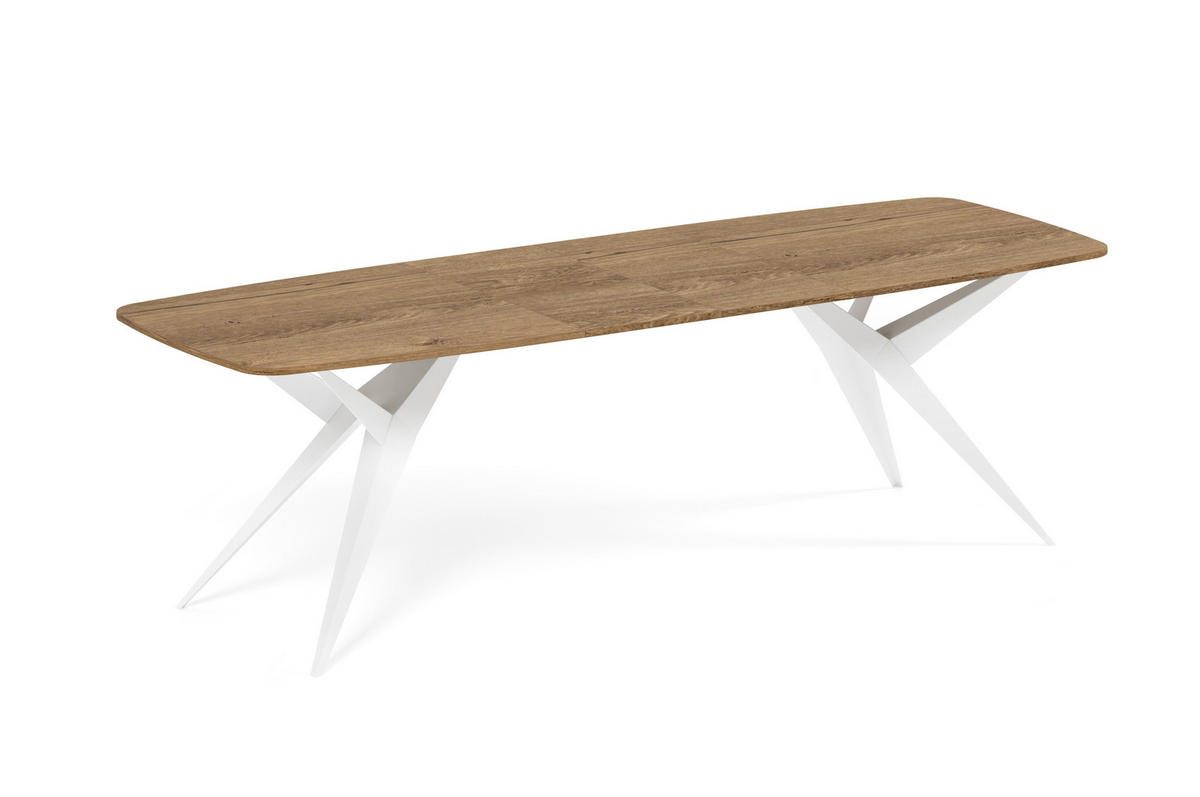 ESSTISCH AXIS - Dunkelbraun/Weiß, Holzwerkstoff/Metall (90/180/76cm) - Meblini