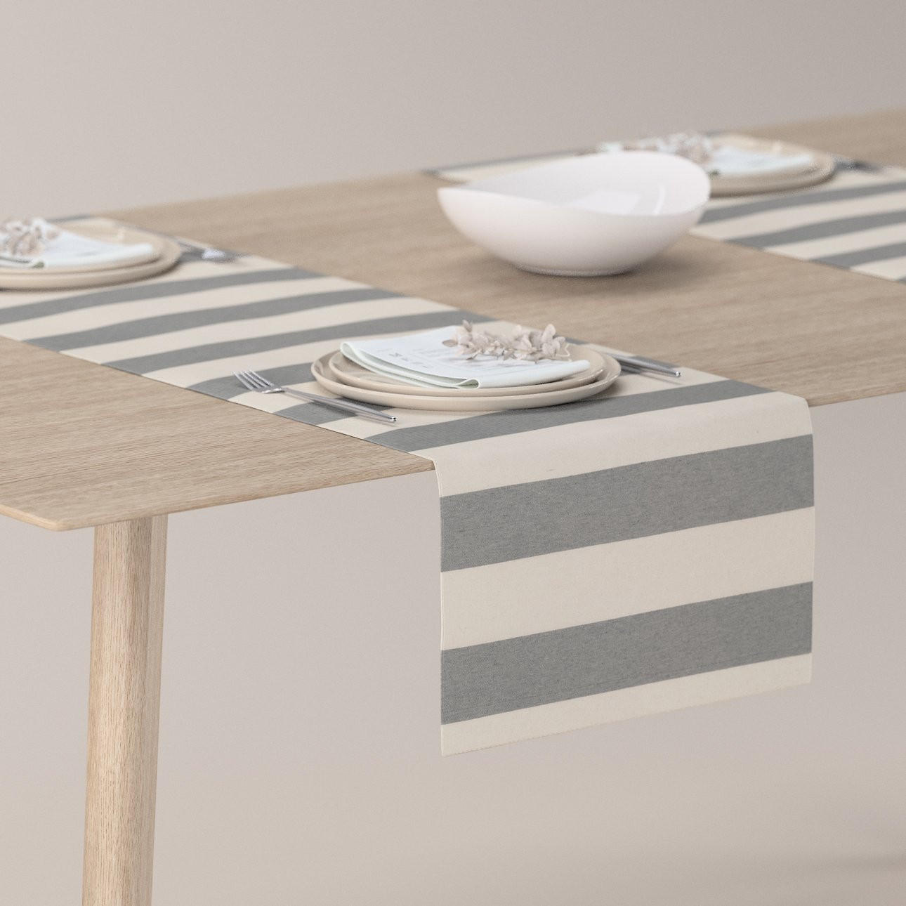 TISCHLÄUFER Quadro, weiß und grau, 40x130 cm - Weiß, Textil (40/130cm) - Dekoria