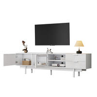 TV-LOWBOARD aus Spanplatte 200x40x50,5 cm Weiß mit 2 Türen, 2 Schubladen und Glastür - Weiß, Holzwerkstoff (200/50.5/40cm) - IVMEU