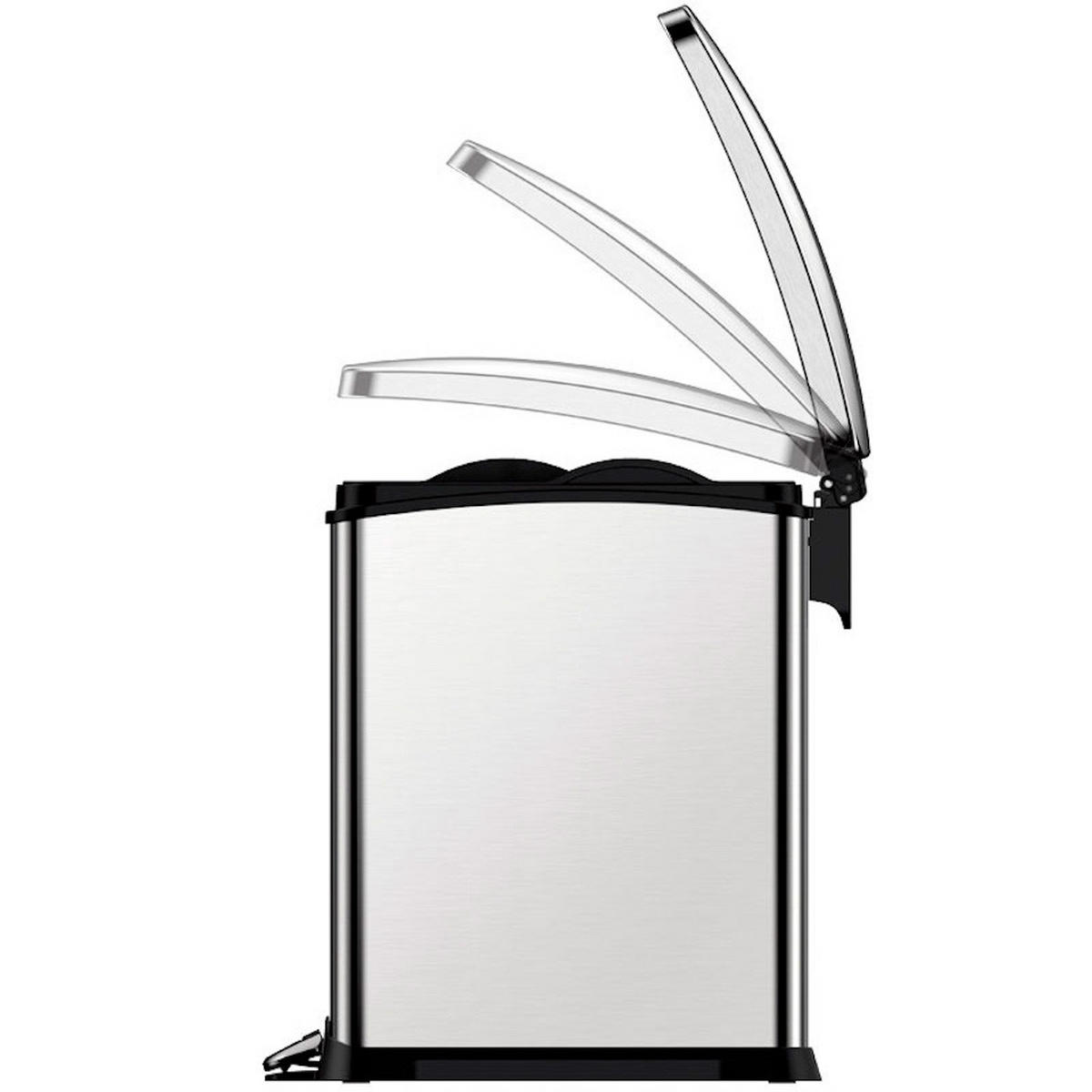 MÜLLEIMER Rechteckiger Aus Gebürstetem Edelstahl 15 Liter 42 x 21,7 x 38,2 cm Silber - Silberfarben, Metall (21.7/41.9/38.2cm) - PROREGAL