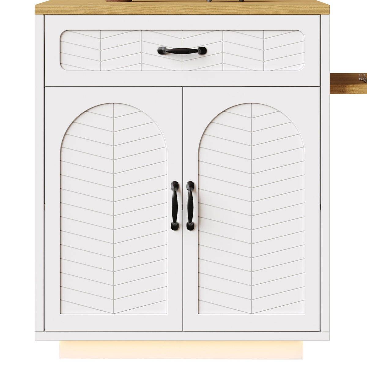 KÜCHENINSEL 80/95,5/70 cm Weiß aus MDF und Metall mit Ausziehtisch - Weiß, Holzwerkstoff (70/95.5/80cm) - OKMYHOME