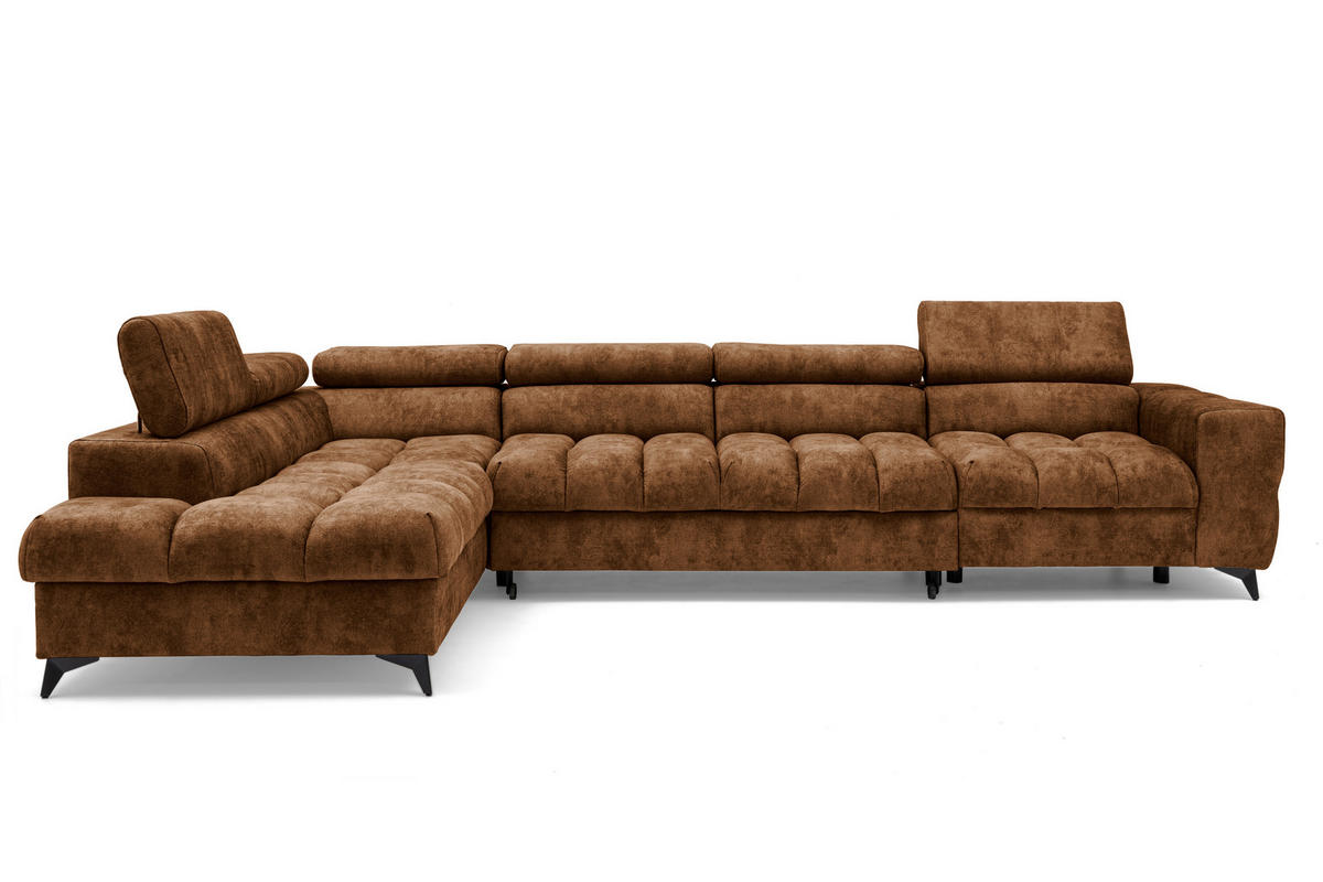 ECKSOFA Pudding Maxi mit Schlaffunktion und Bettkasten - Hellbraun, Textil (350/203cm) - Muffo