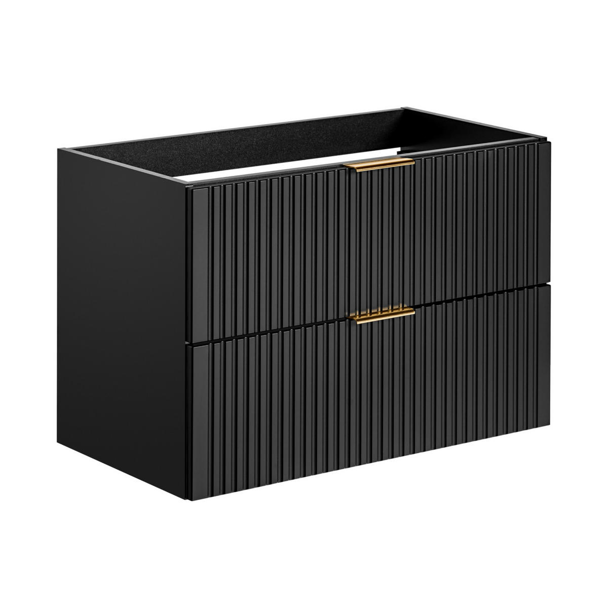 WASHTISCHKOMBI ADEN SET1 Profilierte Fronten Schwarz - Goldfarben/Schwarz, Glas/Holzwerkstoff (80/75/46cm) - Komodee
