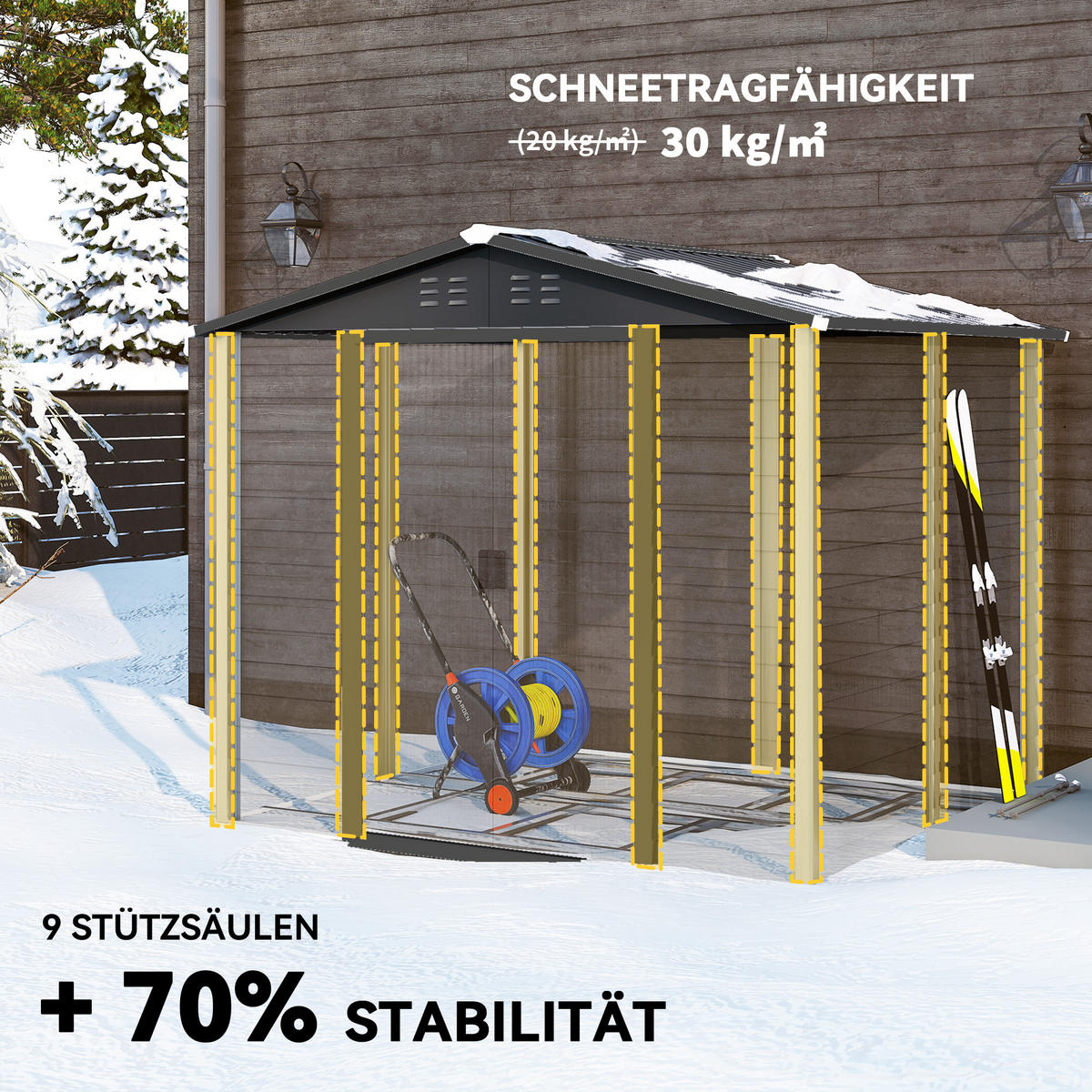 GARTENHAUS Teakfarben 240.0/206.0/198.0cm - Teakfarben, Metall (206/198/240cm)