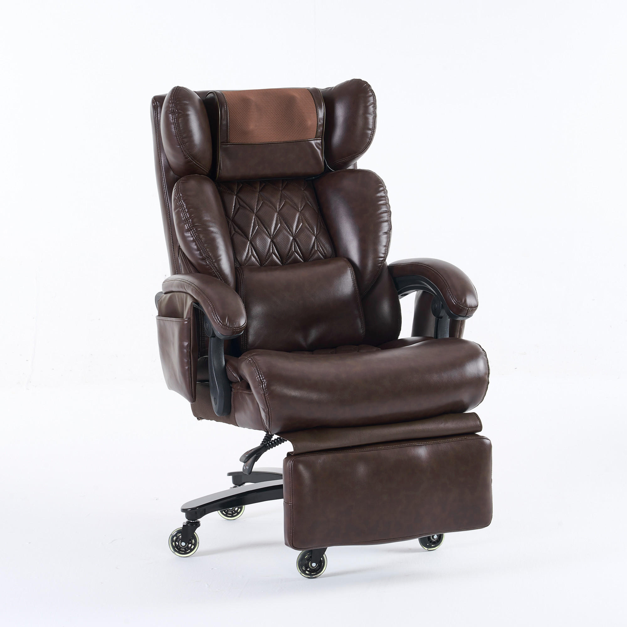 BÜROSTUHL Braun 88/70/112.5 cm mit Massagefunktion - Braun, Metall (88/112.5/70cm) - PANGIVO