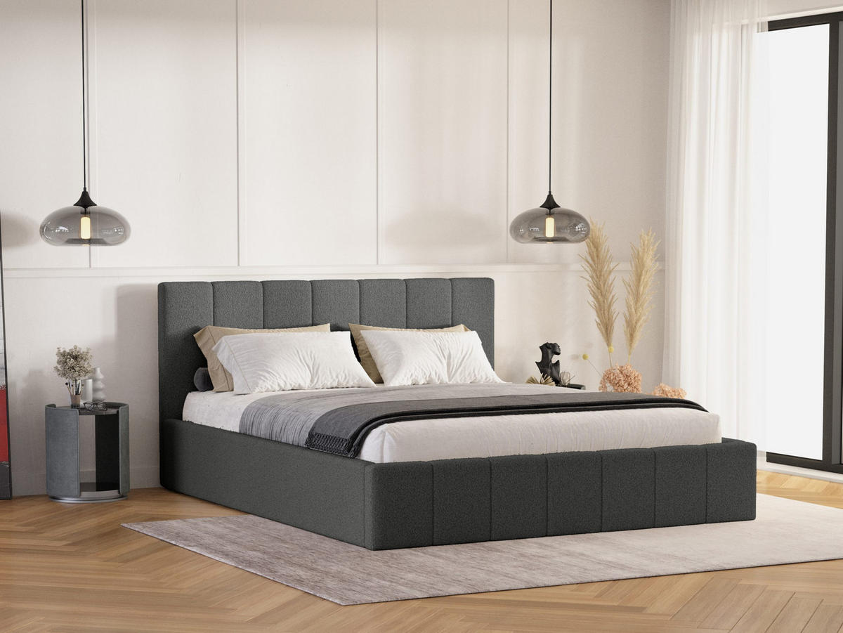 POLSTERBETT Malfo Slim 200x200 cm, Graphit - Graphitfarben, Textil (200/200cm) - Fedve