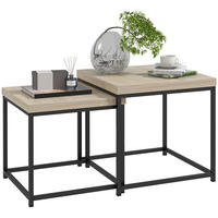 COUCHTISCH DE-15757 2er-Set nestbar Hellholz - Naturfarben, Metall (45/45/45cm) - ComfortXL