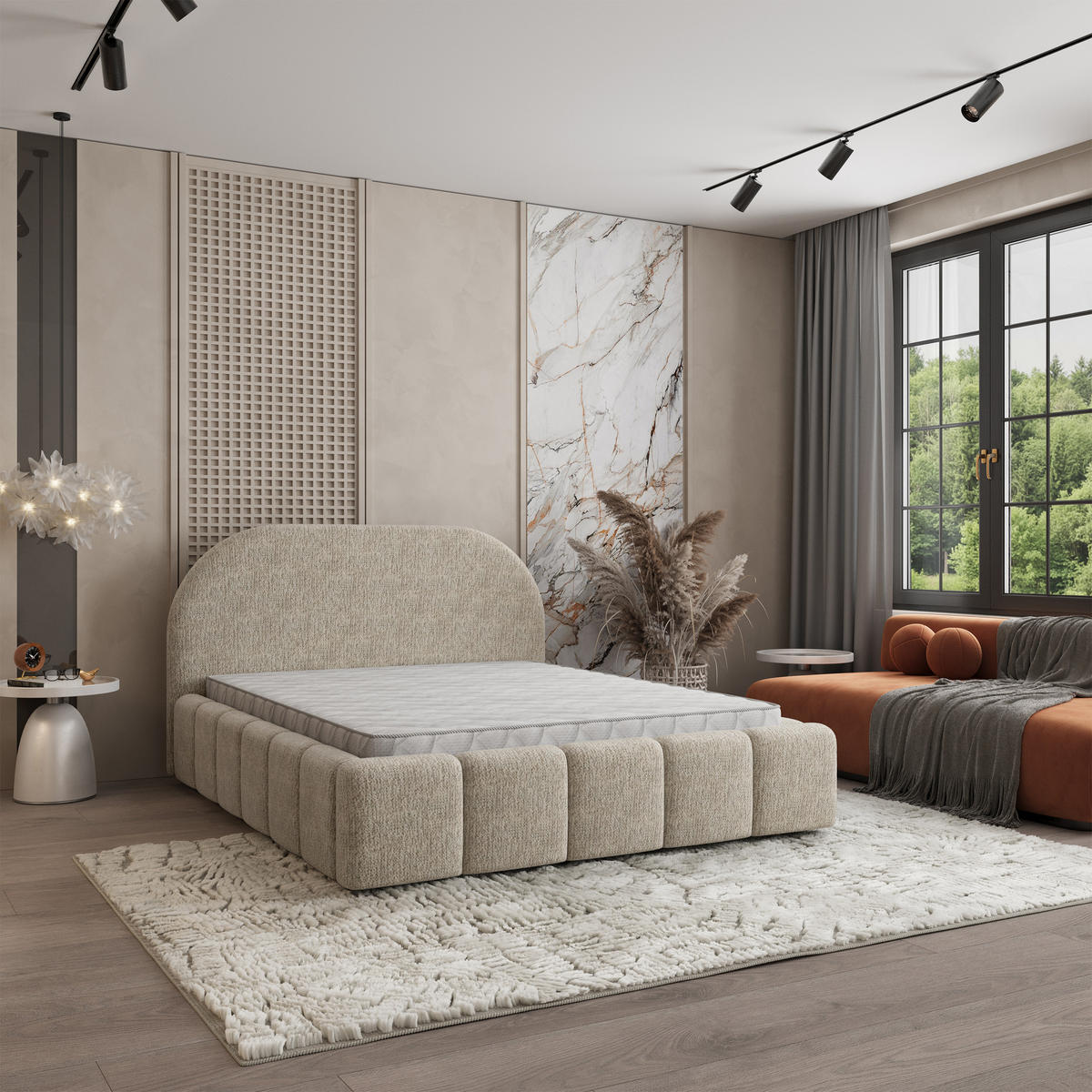 POLSTERBETT FLUSSO 160x200 cm mit Bettkästen - Creme - Creme, Holz (160/200cm) - MASSENO