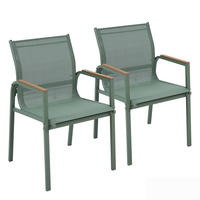 GARTENSTUHL - 2er-Set - Stahl / Olefin - Grün, Textil/Metall (57/91/64cm) - home24