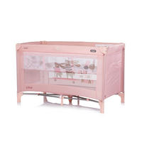 BABYREISEBETT Ariel 2 Ebenen weiß rosa Tragetasche, Seiteneingang, Seitentasche, Polyester, Reißverschluss - Rosa, Metall (60/120cm) - Chipolino