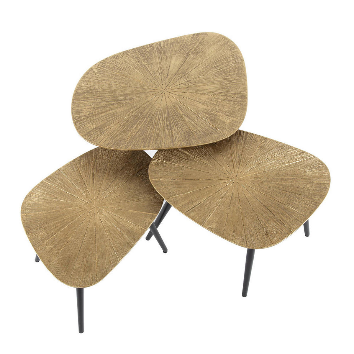 COUCHTISCH-SET TIZIANO RAGGIO 3-teilige Soft-Square Satztische in Antikgold - Goldfarben, Holz (51/62/43cm) - alesvelt
