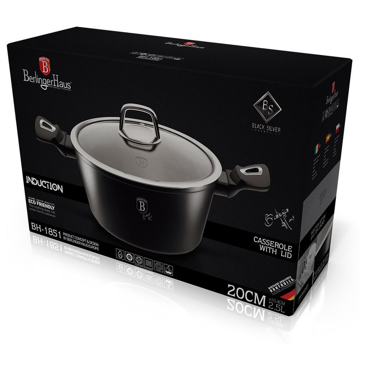 TOPF Schwarz 20/20/10 cm BH1851 - Schwarz, Metall (20cm) - Berlinger Haus