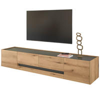 TV-LOWBOARD Eiche Evoke, grau 220 cm, TV Unterschrank mit Stauraum - Eichefarben/Schwarz, Holzwerkstoff/Kunststoff (223/40/45cm) - Furn.Design