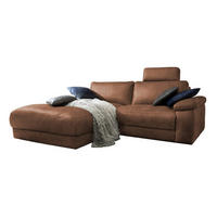 ECKSOFA MOTORISCH. RELAXFUNKTION LOLA Braun Leder - Dunkelbraun/Schwarz, Leder (233/178cm) - KAWOLA