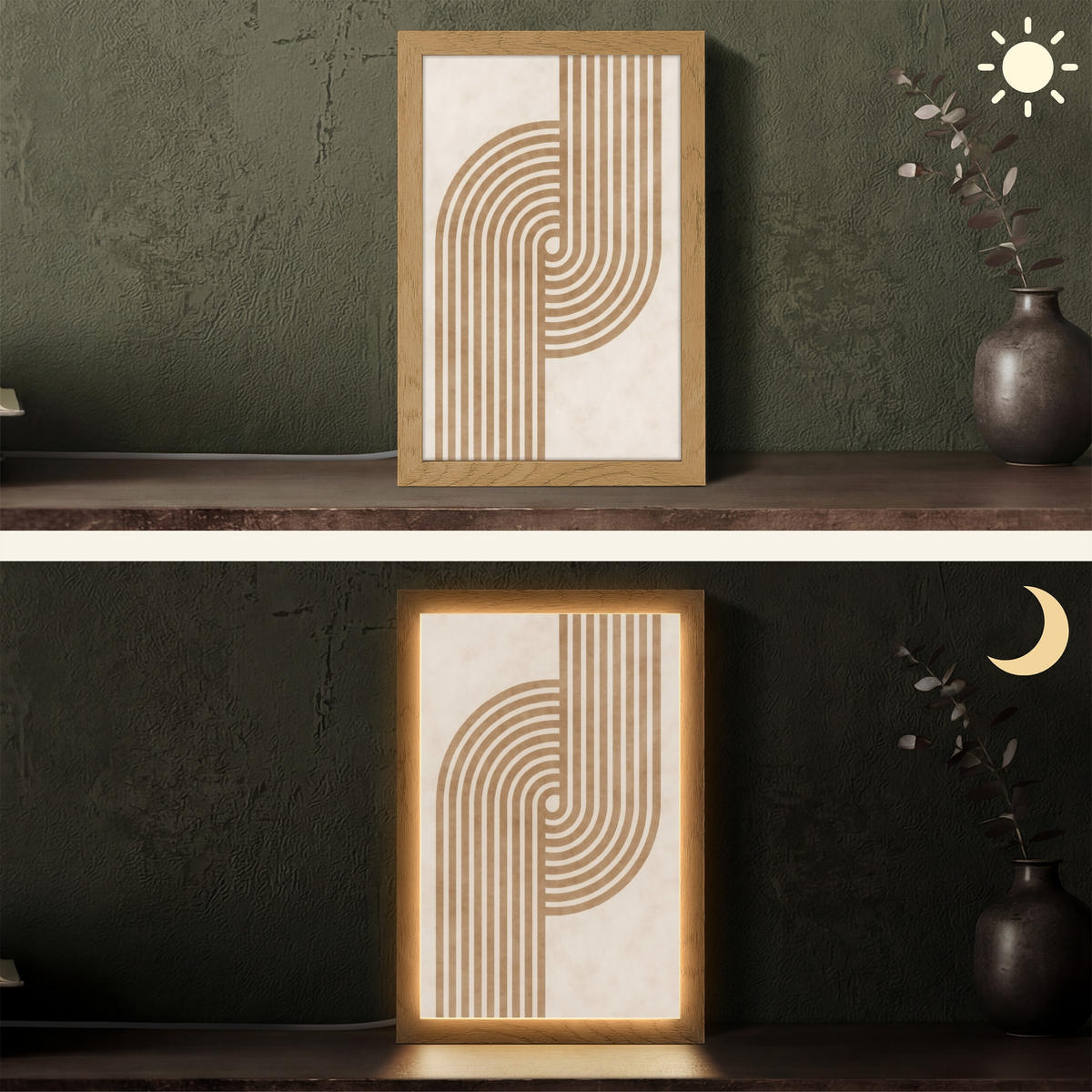 TISCHLEUCHTE Symmetrische Biegung - kupferfarbig 20x30 cm - Cappuccino, Holzwerkstoff (8/20/30cm) - OnlyWow