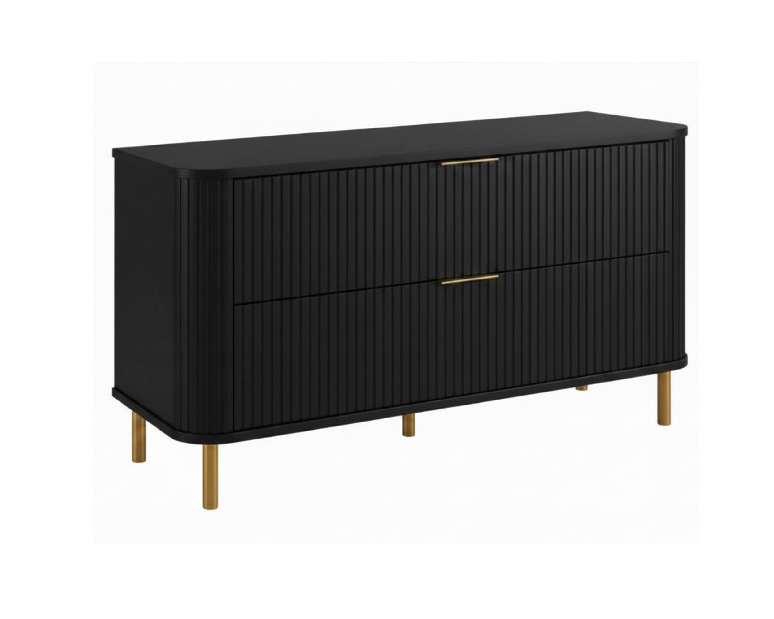 BADEZIMMERSCHRANK : Farbe Schwarz, Griff gold, Füße gold, 120 x 41,5 x 66,7 cm - Goldfarben/Schwarz, Holzwerkstoff (120/66.7/41.5cm) - 3XE LIVING