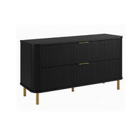 BADEZIMMERSCHRANK : Farbe Schwarz, Griff gold, Füße gold, 120 x 41,5 x 66,7 cm - Goldfarben/Schwarz, Holzwerkstoff (120/66.7/41.5cm) - 3XE LIVING
