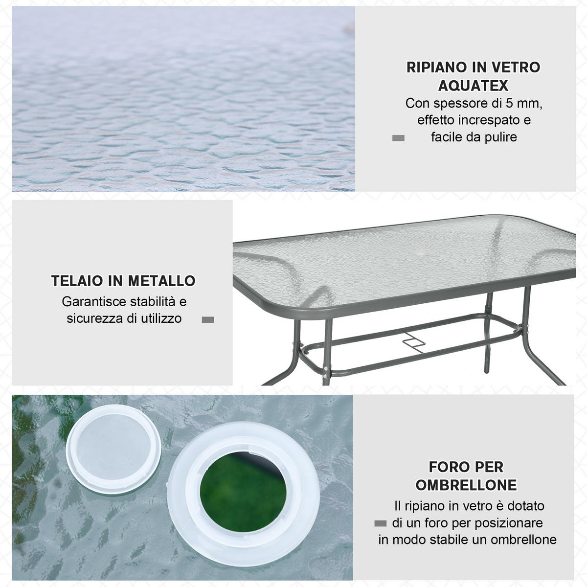 GARTENTISCH,GRAU,1 Stück - Grau, Metall (140/80/70cm) - GiPP