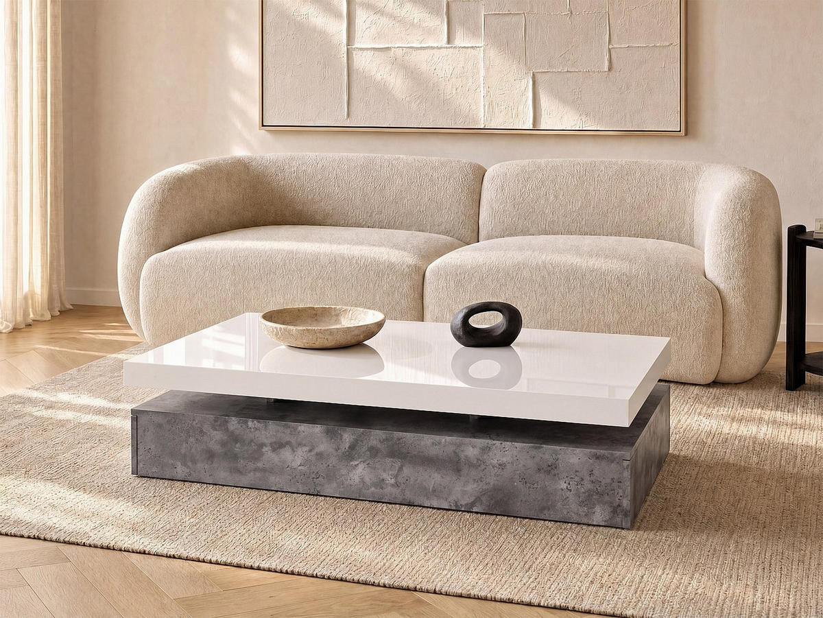 COUCHTISCH - 120 cm x 60 cm - holz - grau, weiß Felix - Weiß/Grau, Holz (60/120/35cm) - Vente-Unique