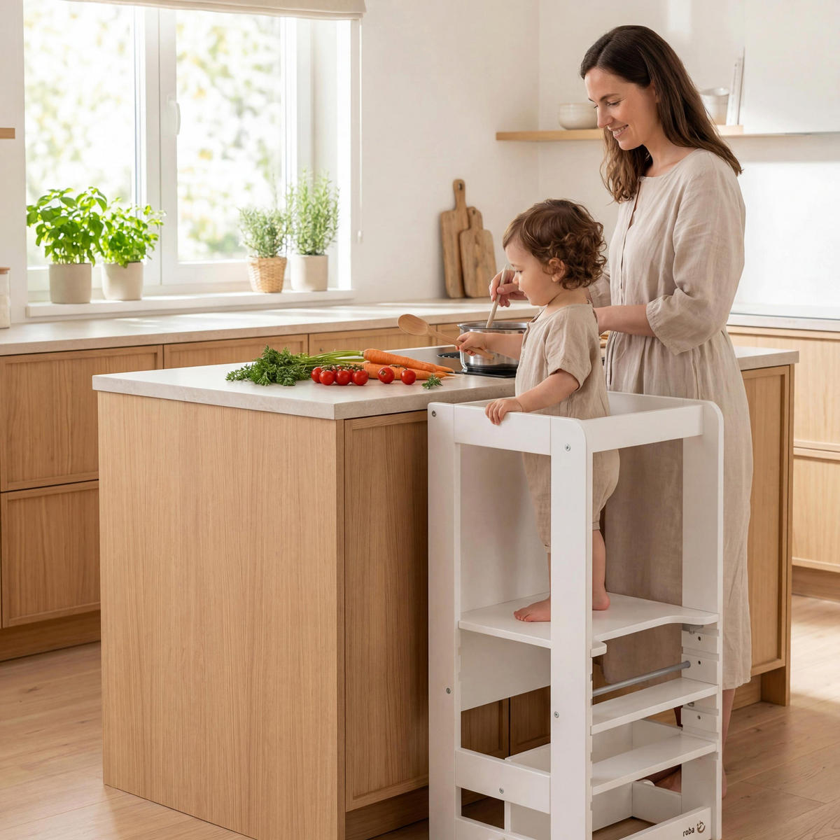 LERNTURM Step & Play 2in1 - Weiß, Holzwerkstoff/Metall (50.5/85/40cm) - Roba