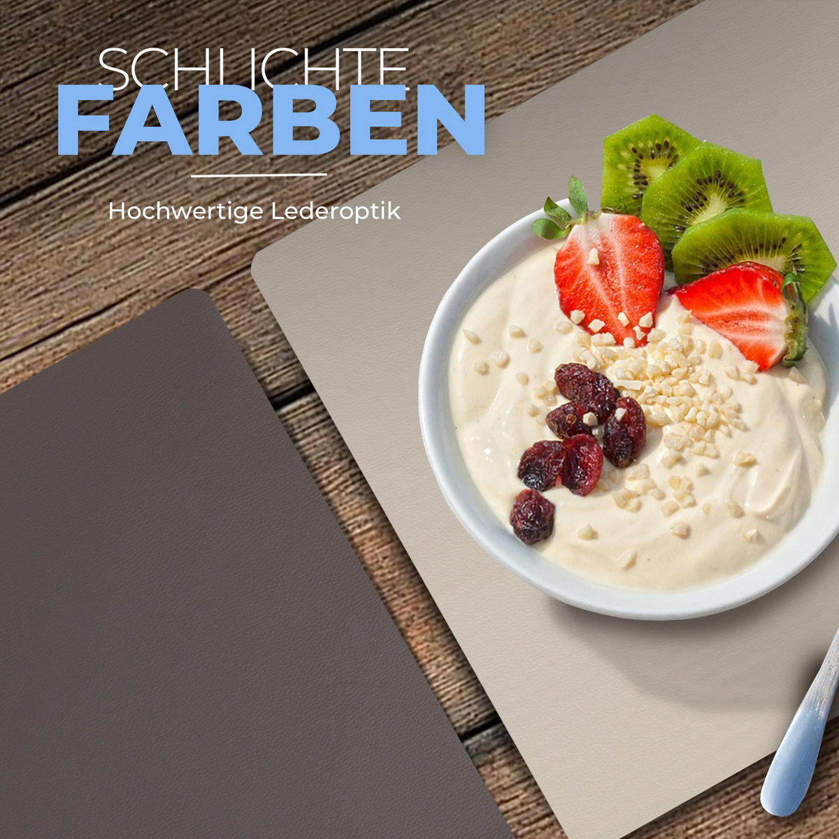 PLATZSET Lederimitat Beige/Braun (Uni) 6er Set - Beige, Kunststoff (33/46cm) - Bestlivings