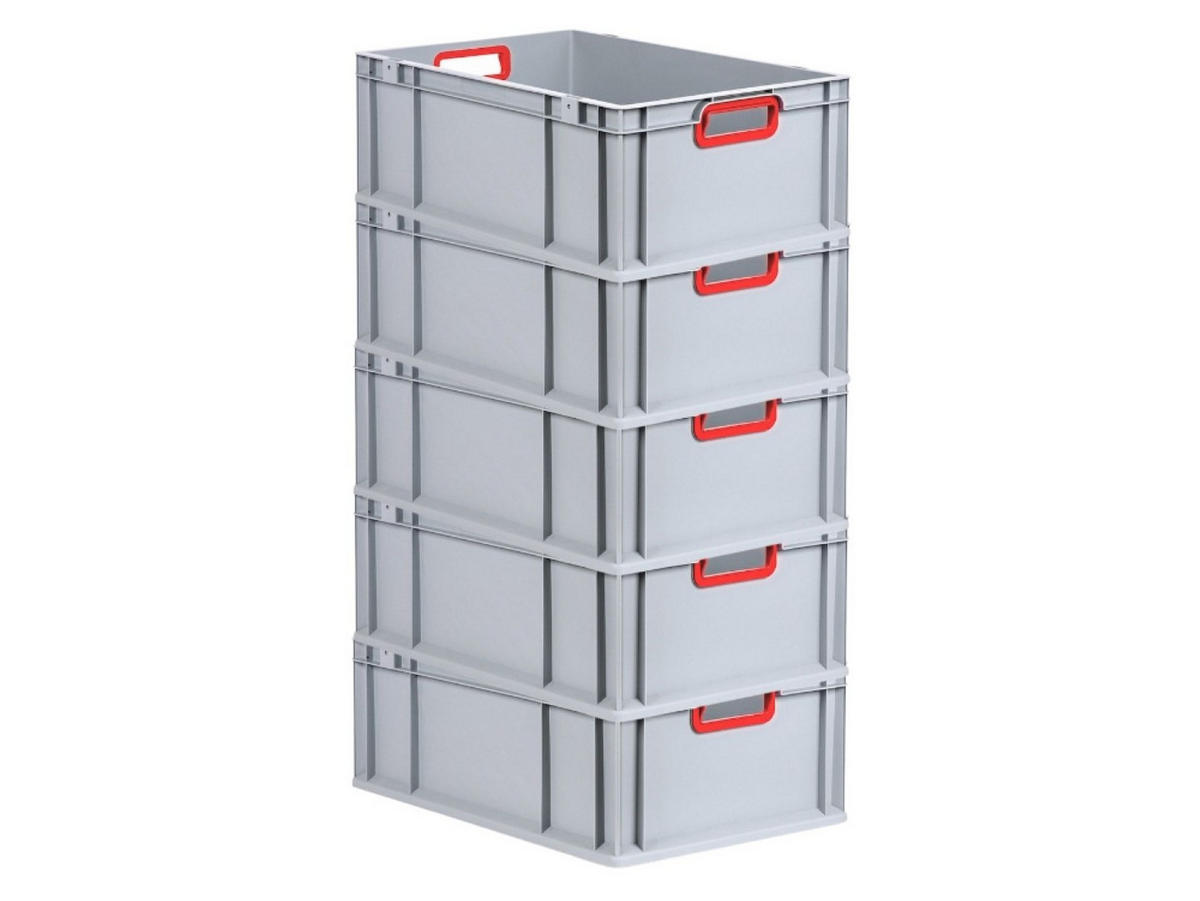 EUROBOX 5x Nextgen Color 22x40x60cm 44 Liter Griffe Rot Offen - Rot, Kunststoff (40/22/60cm) - PROREGAL