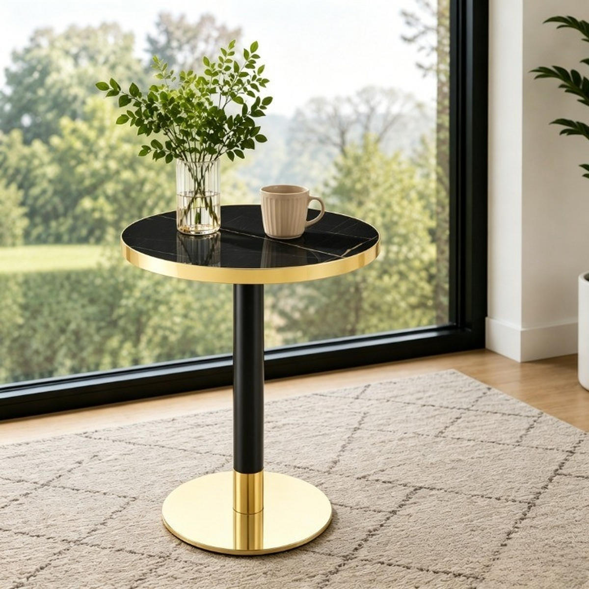 ESSTISCH Marmoroptik Schwarz 60/60/74 cm - Schwarz, Holz (60/60/74cm) - PANGIVO