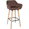 BARHOCKER Samt coffee - Hellbraun/Eukalyptusholzfarben, Holz/Textil (51/101/50cm) - CLP