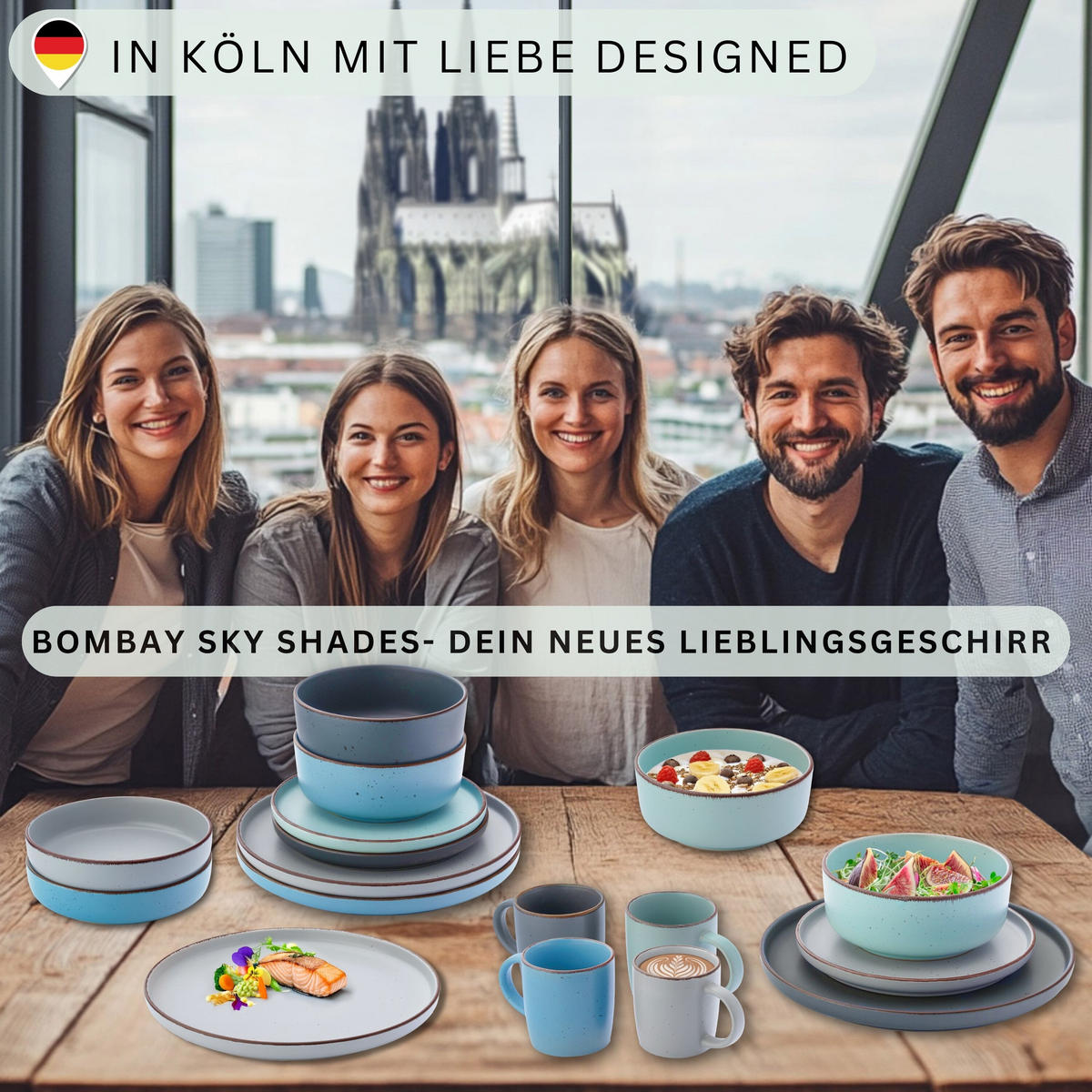 TAFELSERVICE BOMBAY SKY SHADES - 12 tlg aus Steingut - Multicolor, Stein (27/9.5/27cm) - Sänger